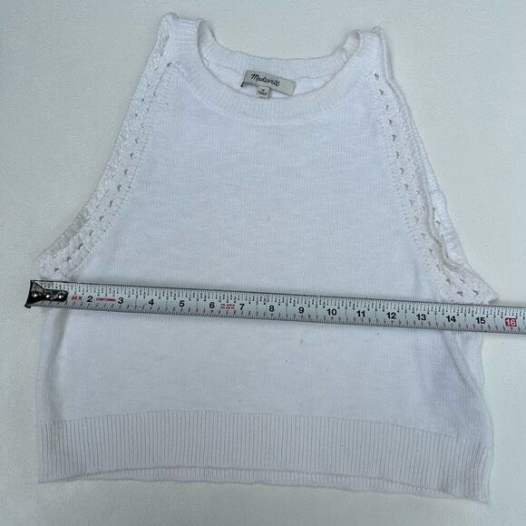 Madewell Knit Tank Top Women’s Medium White Sleeveless Sweater Vest Cropped - Picture 3 of 5
